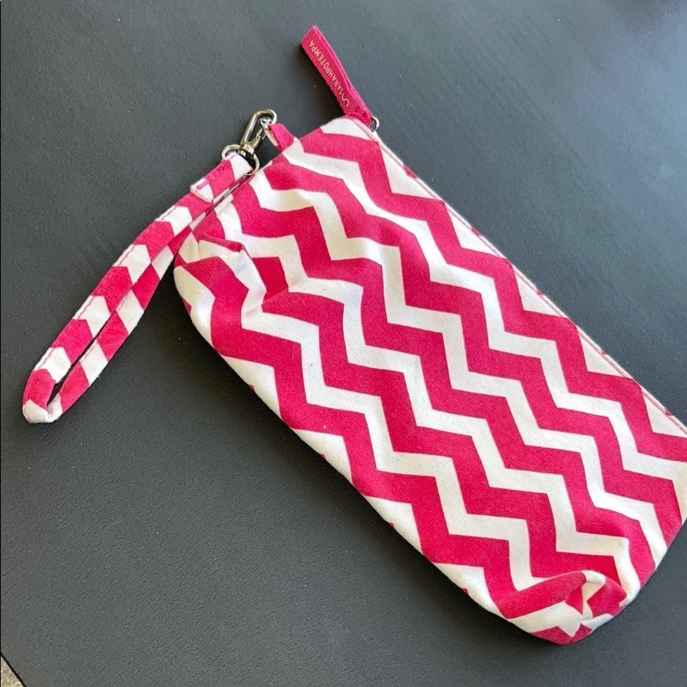 Pink Chevron Wristlet